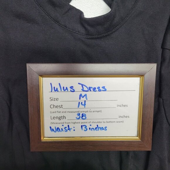 Lulus Black Dress Open Back Fitted Zip Back Ruffle Cap Sleeve Womens Medium - Picture 9 of 12